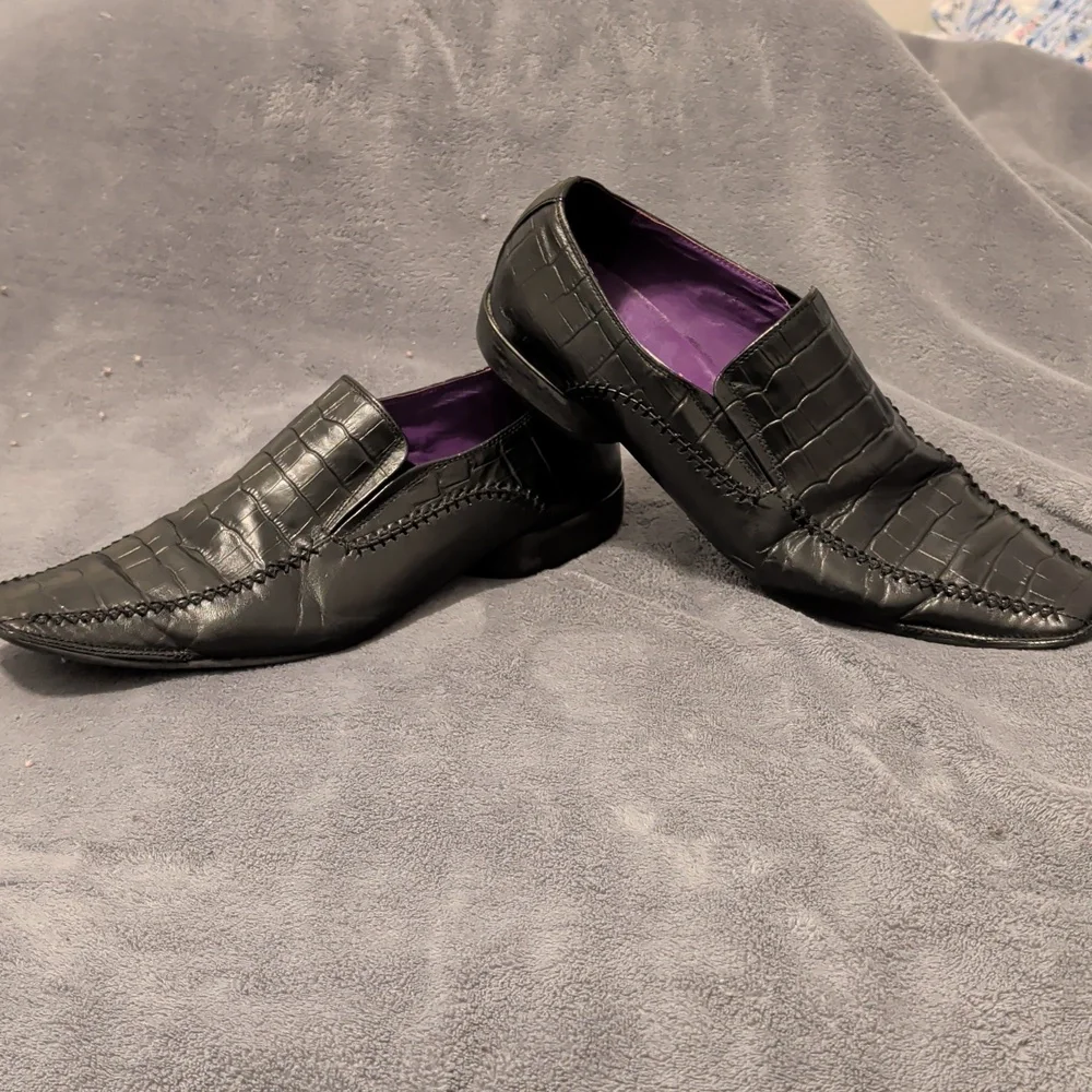 Giorgio Brutinio Black Crocodile Embossed Loafers Size 9.5